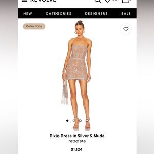 Retrofete Dixie dress is silver and nude